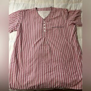 The Vermont Country Store Mens Striped Cotton Seersucker Nightshirt 3X